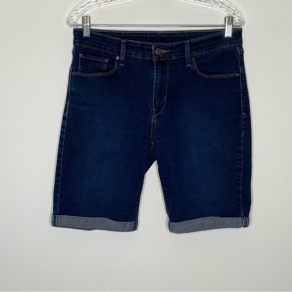 Levi's Mid Length Dark Wash Denim Shorts - Picture 3 of 10